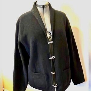 Vintage Pierre Cardin Black wool Knit Button-Front toggle Jacket